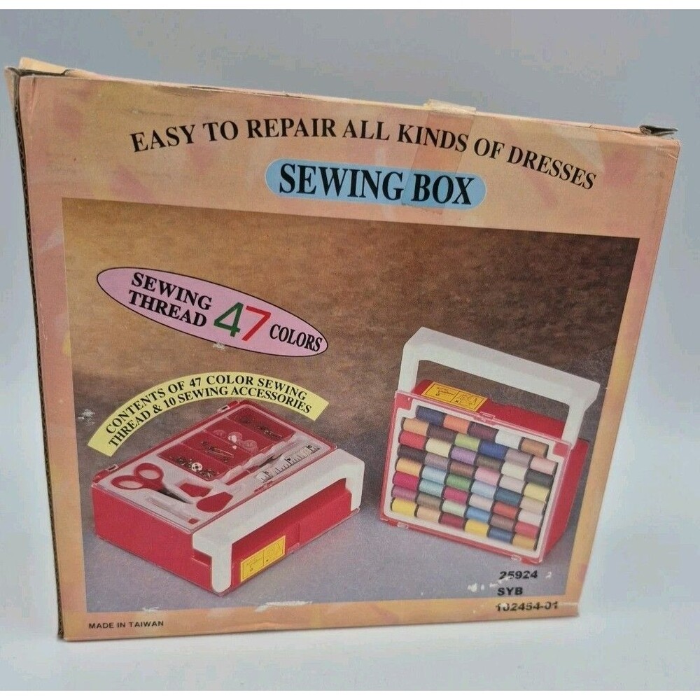 Vtg Sewing Box 47 Sewing Thread Colors 10 Acc. NOS 25924 SYB 102454-01 HTF Rare